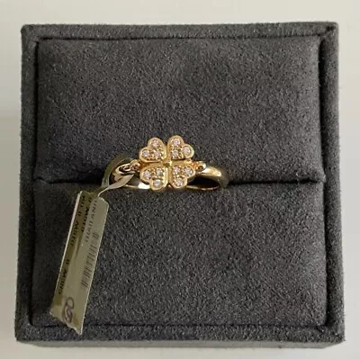 $1395 • Buy Temple St. Clair 18k Yellow Gold Mini Clover Ring With Pave Diamonds NWT