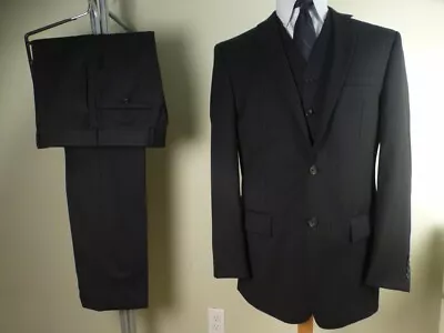 Pronto Uomo Platinum 3-PIECE Suit 40L W34 Excellent Condition Black Stripes • $89.88