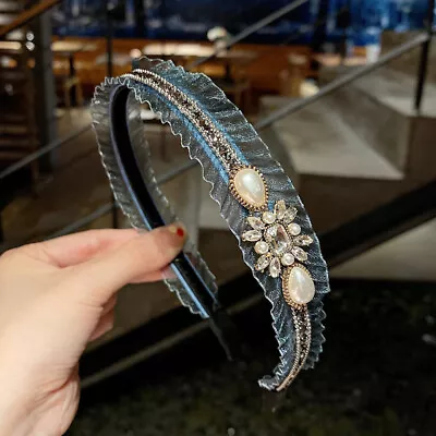 £8.39 • Buy Women Girl Lace Gem Frilly Crystal Pearl Hairband Hair Head Band Headband Hoop