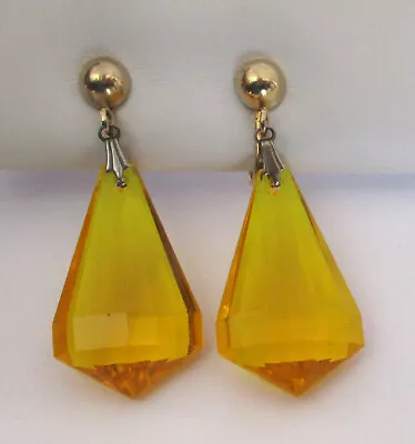 Vintage Dangling Topaz Lucite Bead Earrings • $2.99