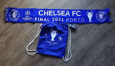 NEW OFFICIAL Chelsea Scarf -  Final 2021 Porto  UEFA CHAMPIONS LEAGUE Final +Bag • $54.90