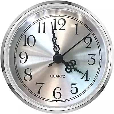 HILLHOME Mini Clock Insert 3-1/2 Inch (90 Mm) Round Quartz Silver  • $14.06