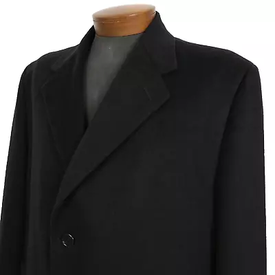 Jack Victor X Lanificio Cardinal (Canada) 100% Cashmere Jet Black Overcoat (46R) • $128