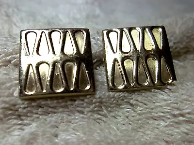 Vintage SWANK Cufflinks Gold Tone Metal Raised Contemporary Design E3 • $7