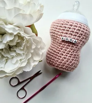 £10.99 • Buy Handmade Crochet Baby Bottle Cover / PERSONALIZED 
