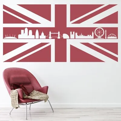 Union Jack Flag London Skyline Wall Sticker WS-15499 • £12.98