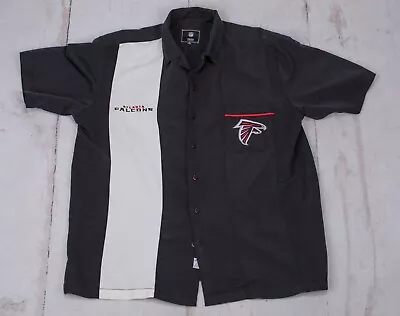 Atlanta Falcons Mens Bowling Shirt Black W/ White Stripe Short Sleeve Size L NFL • $20