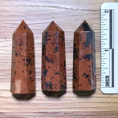 3x Mini 1.75'' Mahogany Obsidian Polished Tower Point Chakra Healing Wands • $0.01
