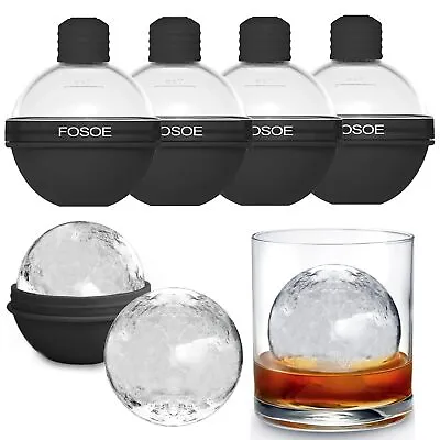 Large Ice Ball Molds Easy Release Silicone Sphere Ice Cube Tray For Drinks 4pcs • $20.19