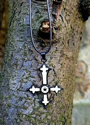 Stainless Steel Inverted Cross Baphometh Occult Pentagram Pendant Pagan Devil  • £8.99