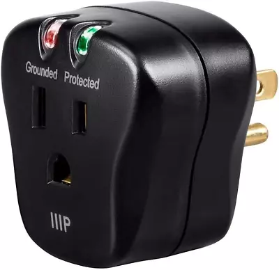 Monoprice 115877 1 Outlet Portable Mini Power Surge Protector Wall Tap - Black | • $22.99