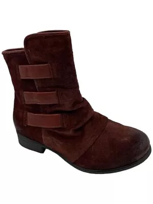 Miz Mooz Leather Triple Strap Ankle Boots Shawn Merlot • $49.99