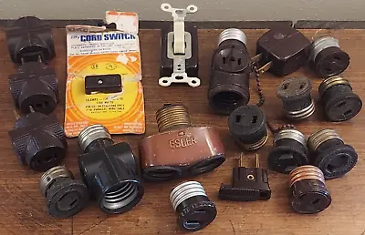Vintage Bakelite Electrical Plug Pull Chain Light Adapter Switch Lot Esler Eagle • $19.99