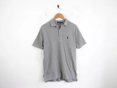 Polo Ralph Lauren Mens Grey Short Sleeve Cotton Polo Classic Fit Shirt Size M • £12.99