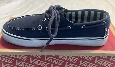 Vans Men/Youth Shoes Zapato Del Barco Blue Lace Up Boat Shoes  6.5 Women 8 • $22