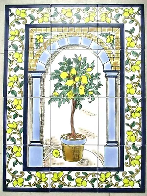 Ceramic Tile Art Mosaic Wall Mural Lemon Tree Panel BACKSPLASH 18  X 24    • $95