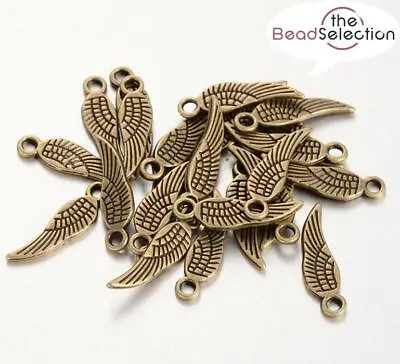 30 FEATHER ANGEL WINGS 18mm CHARMS PENDANTS BRONZE C250 • £2.79