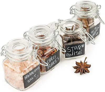 £14.99 • Buy 12 X Glass Spice Jars Clip Seal Spice Herbs Storage Preserve Kitchen Containers