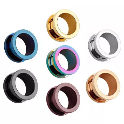 $6.49 • Buy PAIR Stainless Steel Ear Gauges Screw Fit Ear Tunnels Plugs Earrings 12g-3/4 