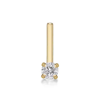 18 Gauge L-Shaped 0.02 Carat Diamond Nose Ring 14k Yellow Gold Hypoallergenic • $54.99
