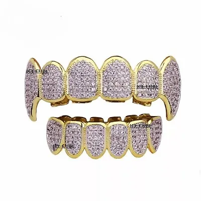 Iced Out Diamond Teeth Grillz For Men Women Hip Hop Grills Rapper Costume Teeth • $759.99