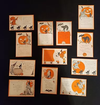 Vintage Halloween Postcards Lot Of 12 Circa 1910 • $52