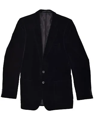 TREVIRA Mens 2 Button Blazer Jacket UK 36 Small Navy Blue Cotton AD08 • $38