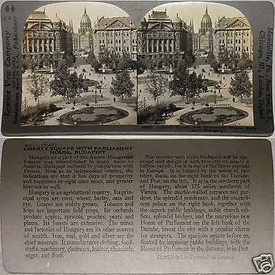 Keystone Stereoview Liberty Square Budapest Hungary Of 600/1200 Card Set #633 • $0.99