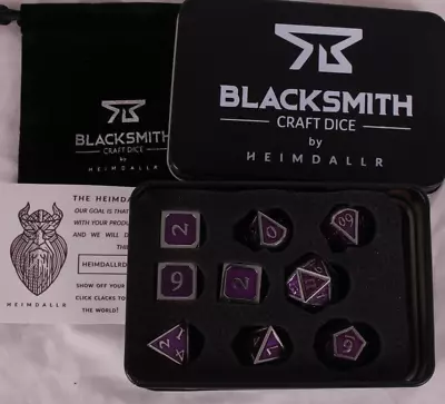 Blacksmith Craft Dice By Heimdallr - Warlock Metal D&D Dice Set - Purple • $17.49