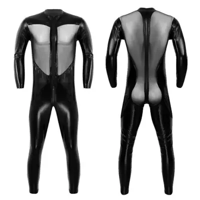 Sexy Women Mens Leather Catsuit Bodysuit Jumpsuit PVC Clubwear Costume Rompers • $40.69