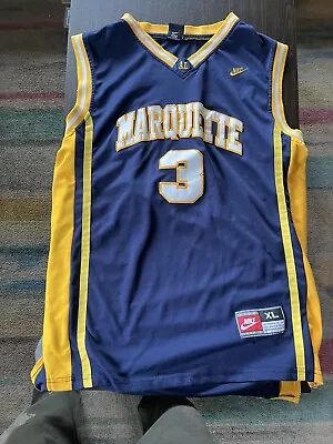 DWAYNE WADE #3 Marquette NIKE College Jersey XL Golden Eagles Worn 17 Times • $82
