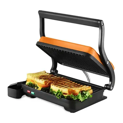 $24.47 • Buy Copper Electric Panini Press Grill 2-Slice 1000Watt Heating Plate With Drip Tray