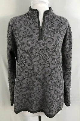 MFH Knits Womens Sweater Half Zip Lavender Gray Baby Alpaca Acrylic Peru Large • $29.99