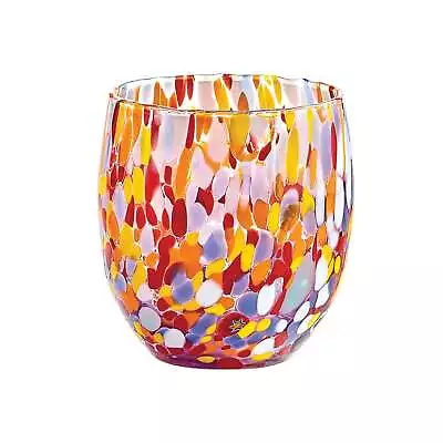 GAGE Murano Glass Drinking Glasses Hand Blown Italian Confetti Wine Glasses • $33.99