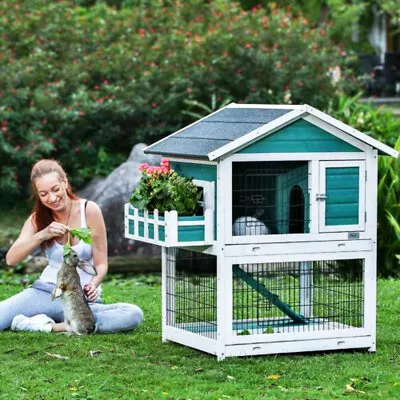 Garden Window Wooden Rabbit Hutch Bunny Cage Guinea Pig House • $159.99