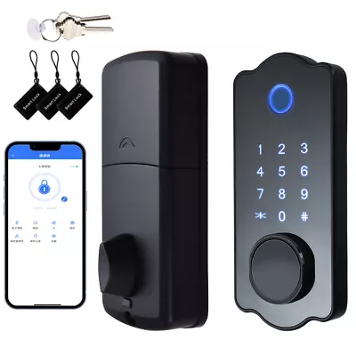 Wifi Smart Door Lock Front Deadbolts APP Fingerprint Card Keyless Digital Keypad • $85.16