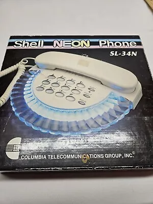 Vintage Clam Shell Neon Phone Columbia Tel-Com SL-34N White • $62.49