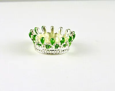 Dollhouse Miniature Silver Tone Crown W/ Green J089 • $8.50