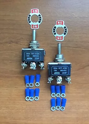 2 BBT 3 Position 6 Terminal 380 VAC Momentary Toggle Switches W/Connectors • $15.95