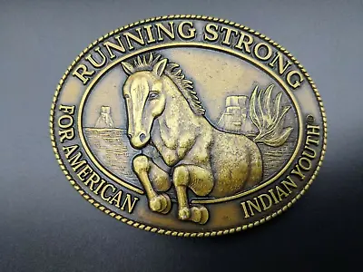 Vintage Mustang Belt Buckle Christian Relief Services 1996 3.5  X 2.5  • $8
