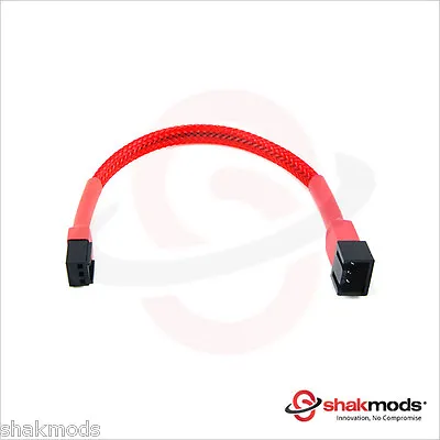 Shakmods 3 Pin Fan Red Sleeved 15cm Computer Hand Sleeved Extension Cable UK • £3.49