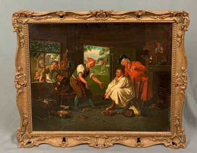 £360 • Buy 19th Century Figural Oil Painting The Cobbler Circle Of Charles Hunt 1829-1900
