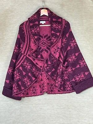 Monsoon Cocoon Cardigan Women's M / L Red Wool Alpaca Blend Wide Sleeves • £20.89
