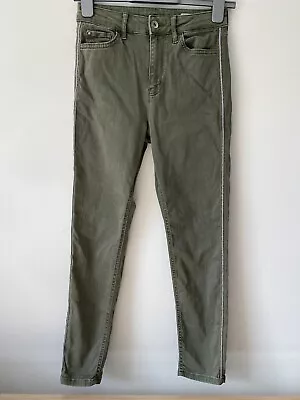 M&s Jeans Womens Sz 8 Khaki Green Petite Skinny Mid Waist Silver See Details • £0.99