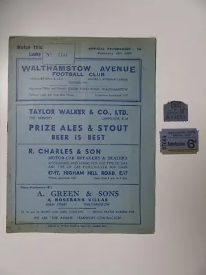 WALTHAMSTOW AVENUE V ILFORD | 1938/1939 | AMATEUR CUP | 4 FEB 1939 | UK FREEPOST • £50