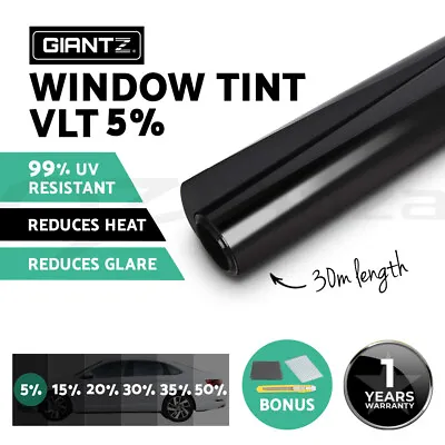 $62.95 • Buy Giantz Window Tint Film Roll 5% VLT Car Home House 100cm X 30m Tinting Tools