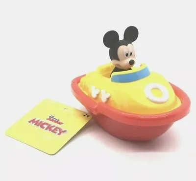 Disney Junior Mickey Mouse Clubhouse Boat Bath Toy Red & Yellow 5” New With Tag • $10.49