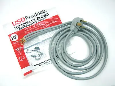 Clothes Dryer Power Cord 3 Prong Wire 30 Amp 10' Foot 10/3 Gauge Wire Heavy Duty • $24.59