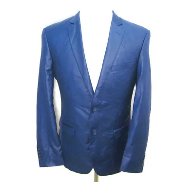 FABIO FABRINNI Men's Size 40L Royal Blue 2 Button Front Sport Coat Blazer Jacket • $24.50