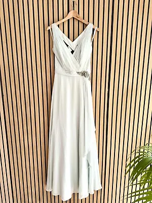 Jenny Packham Designer Boned Mint Green Maxi Prom Gown Bridesmaid Dress Uk 8 • £40